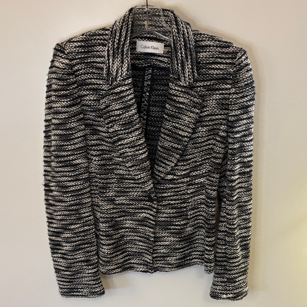 Calvin Klein Marled Black and White Soft Blazer